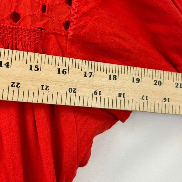 Madewell Women's Size X-Small Eyelet Daybreak Dress Linen Blend Red - Picture 7 of 16